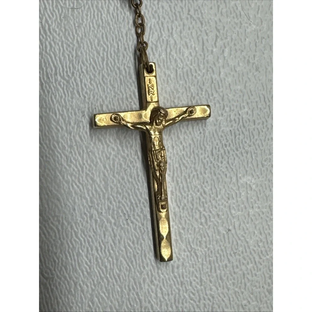 Catholic - Mary - Jesus On Cross - Chain Link beaded‎ necklace 18